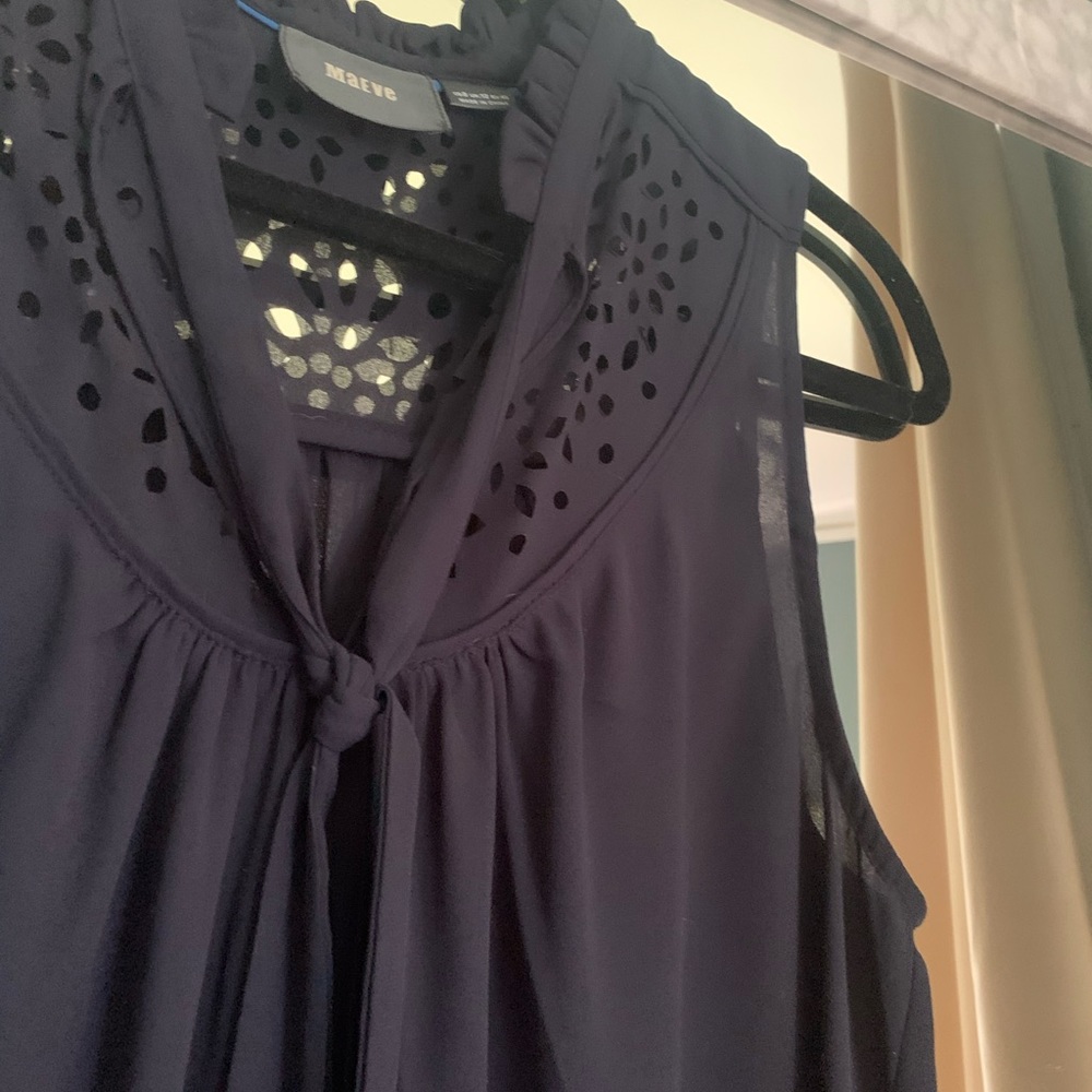 Fun navy eyelet Anthropologie top